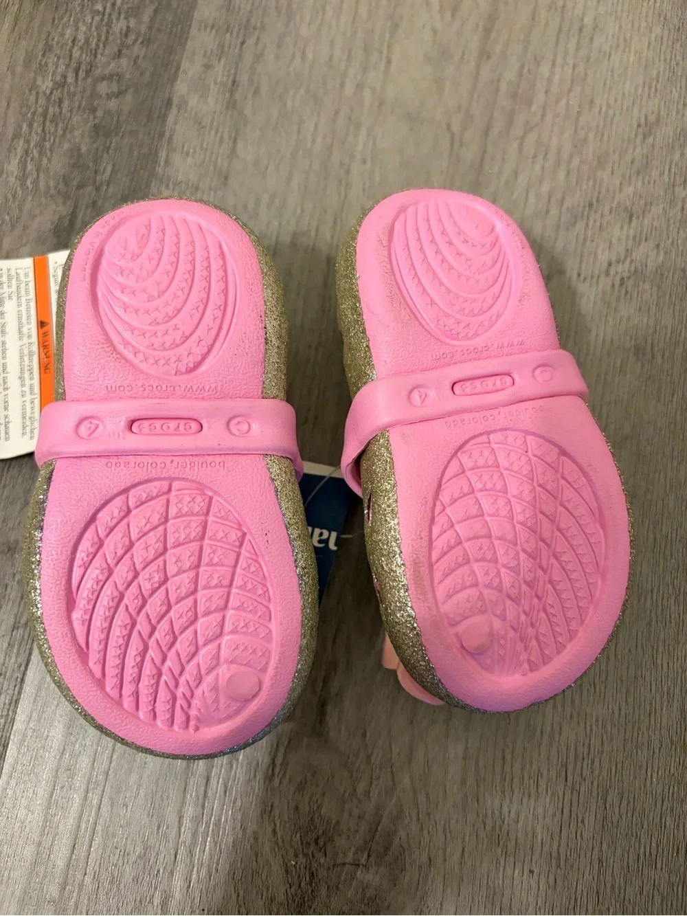 CROCS Keely Hi Glitter Ballet Flats Featuring Pink Bow Baby Size 4 NWT
